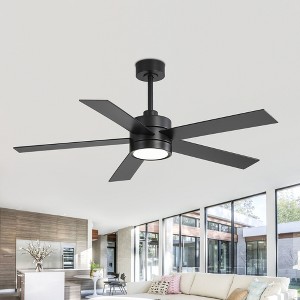 Airsurfer 52-in Black Ceiling Fan with 5 Black ABS Blades, DC Motor, 6-Speed, Remote Control, Downrod Mount - 1 of 4