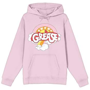 Grease Logo Long Sleeve Cradle Pink Adult Hooded Sweatshirt