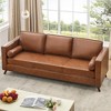 Coucheta 81" Mid Century Modern PU Leather Sofa, Deep Seat Sofa w/ Upholstered Cushion&Removable Cover, 3-Seater Couch for Living Room, Office, Brown - 4 of 4