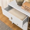 Dresser Closet, 3 Drawer Dresser with Leather Handles, Open Storage Compartment, Solid Wood Round Legs Buffet Cabinet - 4 of 4