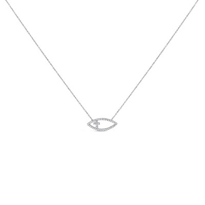 Haus of Brilliance Silver 1/2 Cttw Diamond Cross and Evil Eye Inch Pendant Necklace
