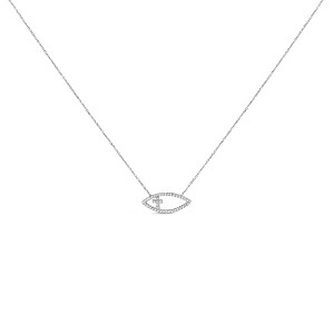 Haus of Brilliance Silver 1/2 Cttw Diamond Cross and Evil Eye Inch Pendant Necklace - 1 of 4