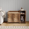 Cat Litter Box Enclosure Furniture, Hidden Litter Box Cabinet with Barn Door, Modern End Table Style, Wooden Pet House, Dog-Proof Design - 2 of 4