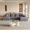 132 inch Beige Chenille L Shaped Sectional Living Room Sofa Set With 6 Pillows for Living Room - 2 of 4