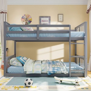 PAGED Twin over Twin Bunk Bed, Modern Wooden Bed Frame with Full Length Guardrails and Ladder for Bedroom - 1 of 4