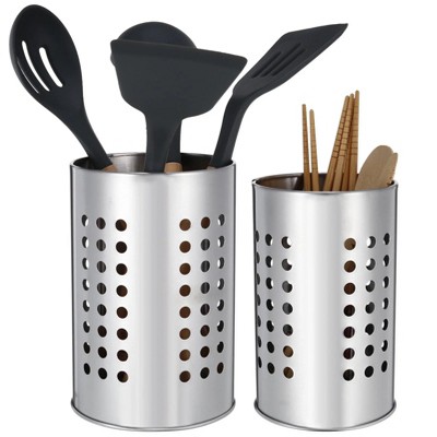 LunaLulinlk 2 Pcs Stainless Steel Cooking Utensil Holder, Kitchen Utensil Drying Cylinder, Spoon Holder, Cooking Utensil Organizer for All Kitchens