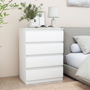 CIPACHO White 4-Drawer Handle-Free Dresser - Modern Wooden Tall Nightstand for Bedroom - 1 of 4