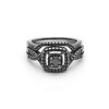 Wedding Ring Set for Women Halo CZ  White Gold Sterling Silver Engagement Ring Ginger Lyne Collection - 4 of 4
