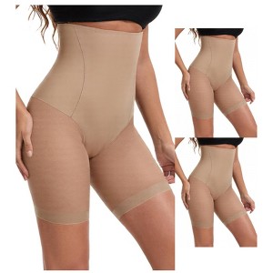 INSPIRE CHIC Women's 3 Packs Mesh High Waist Tummy Control Thigh Slimmers Slip Shorts for Under Dresses Shapewear - 1 of 4