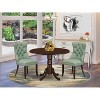 3-Piece Mahogany Finish Solid Wood Top-Round Upholstered Dining Room Set -Seats 4 - 2 of 4