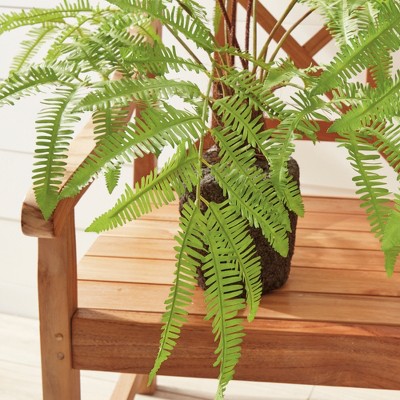 29.5" Tall Green Silk and Plastic Potted Fern