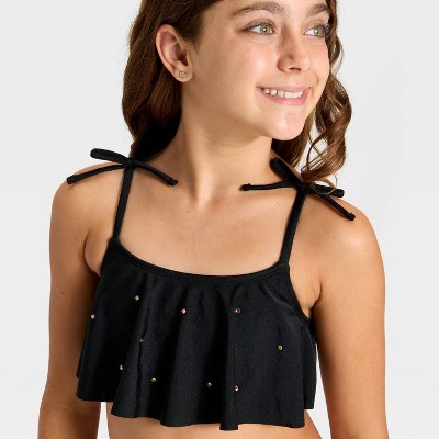 Cat & Jack Girls' Rhinestone Confetti Bikini Set - Cat & Jack™ Black M — фото 2