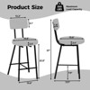Boucle Upholstered Bar Stools Set of 2, Modern Counter Height Bar Chairs with High Back, Footrest and Metal Leg - 2 of 4