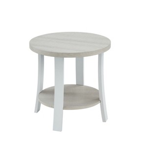 Anze Contemporary Round Wood Shelf End Table - 1 of 4