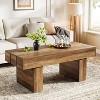 Tribesigns 47.2'' Farmhouse Coffee Table, Wood Center Table with Slat Top & Sturdy Base, Rectangle Cocktail Table for Living Room, Apartment, Brown - 3 of 4