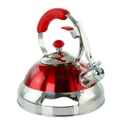 Megachef 2.8l Round Stovetop Whistling Kettle - Brushed Silver : Target