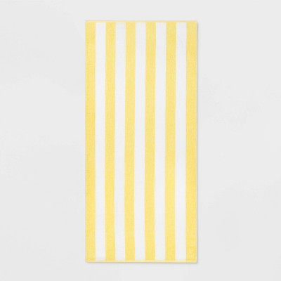 yellow striped beach towel