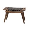 Storied Home Mango Wood Stool Brown: Leather Seat, No Assembly, 17.75" Height, Accent Chair - 2 of 4