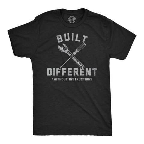 Мужские футболки Crazy Dog T-Shirts, Inc. Mens Funny T Shirts Built Different Without Instructions Sarcastic Novelty Tee for Men - Crazy Dog Men's T Shirt For Mechanic Handyman Black XL