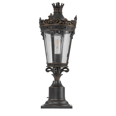 Gulches Outdoor Lamp Posts, 18-22" Vintage Black/Bronze Lanterns with Clear Glass, Waterproof for Garden, Patio, Pathway (1-2 Pack)