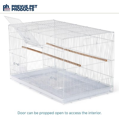 White Metal Flight Bird Cage with Wooden Perches