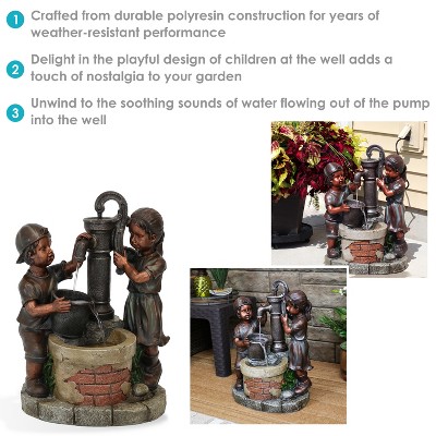Bronze Polyresin Jack and Jill Farmhouse Water Fountain