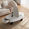 40" Modern Oval Coffee Table with Hidden Storage, Minimalist Center Table with Faux Marble Tabletop for Living Room or Apartment-Panipeachy - 2 of 4
