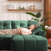 DOMETOUR 3 Seater Sofa Set with Ottoman & Throw Pillows, Solid Wood Frame, Textured Chenille Fabric, for Living Room, Office, Hotel, Green - 3 of 4