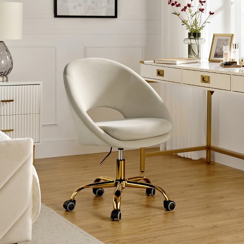 Hector Velvet Ergonomic Swivel Office Desk Chair with Adjustable Height Karat Home Tan