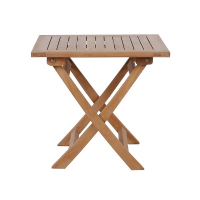Syemin Patio Side Table, Small Folding Patio Side Table for Garden, Patio Porch, Living Room, Space Pool, Brown, 17.72"*17.72"*16.54"