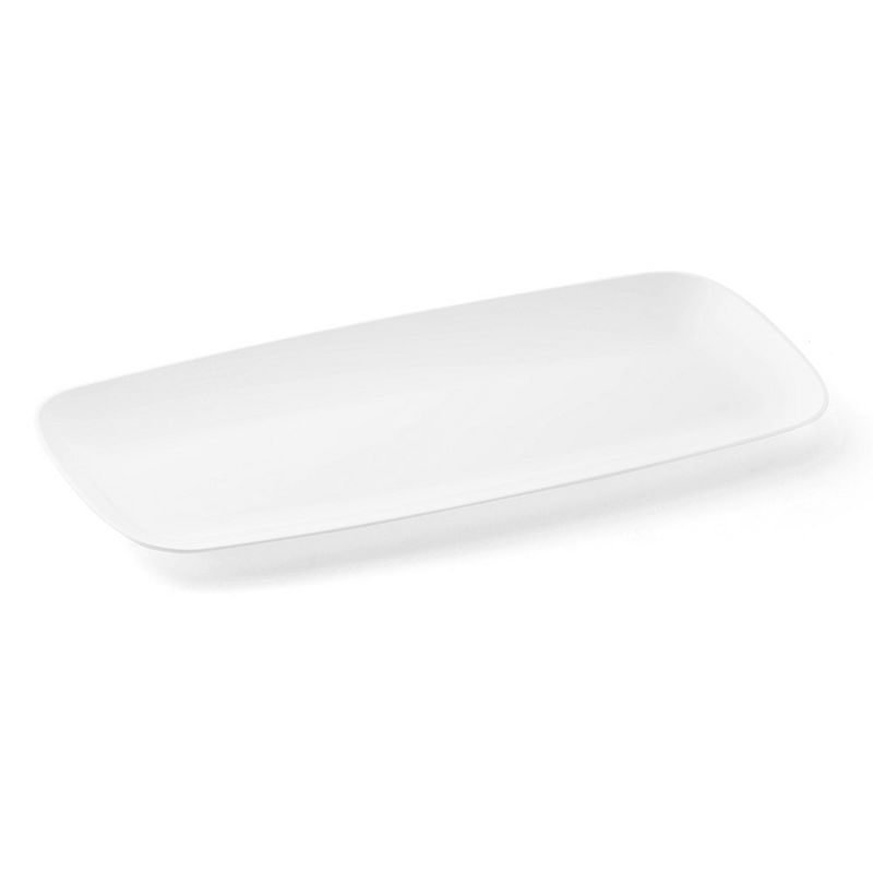 Smarty Had A Party Solid White Flat Raised Edge Rectangular Disposable Plastic Plates (10.6" x 5") (120 Plates), 1 of 2