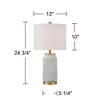 360 Lighting Holly 24 3/4" High Modern 3-Way Table Lamps Set of 2 Gold and Gray Finish Ceramic White Shade Living Room Bedroom Bedside Nightstand - 4 of 4