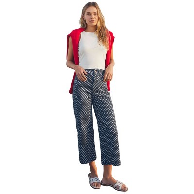 VENUS Womens Sophia Wide Leg Crop Jeans