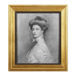 15"x16.5" Portrait of Charlotte Greenough Gold Frame Wall Art Gray - A&B Home: Contemporary Digital Art, Vertical Orientation - 1 of 1