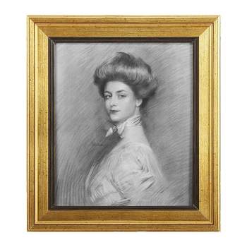 15"x16.5" Portrait of Charlotte Greenough Gold Frame Wall Art Gray - A&B Home
