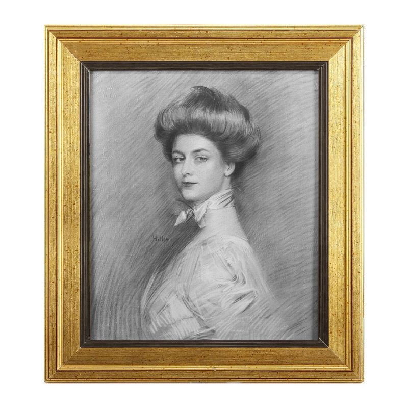 15&#34;x16.5&#34; Portrait of Charlotte Greenough Gold Frame Wall Art Gray - A&#38;B Home, 1 of 3