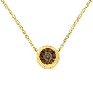 Silver 1/10 Cttw Diamond Round Miracle-Plate Two-Tone Pendant Necklace - 1 of 4