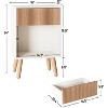 Fluted Nightstand, Modern Bedside Table with Storage Drawers and Open Wood Shelf, Night Stand with Solid Wood Legs - 2 of 4