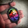 Gothic Bat Glass Pendant Necklace With Rope Chain For Punk Witch Victorian Jewelry Accessories - 3 of 4