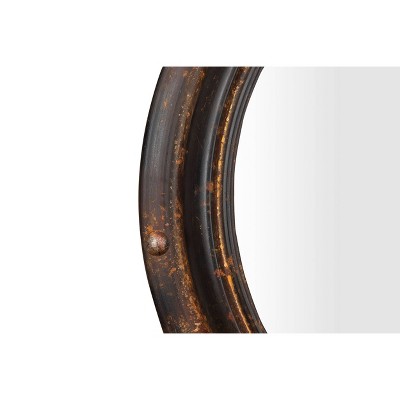 Nautical Charm Round Leather & Wood Porthole Mirror for Kids