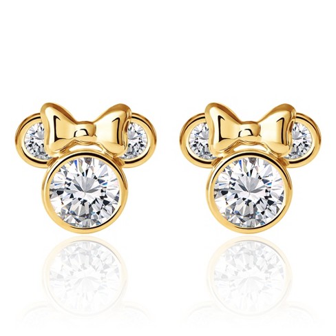 Minnie Mouse Birthstone Earrings 10K Gold Stud