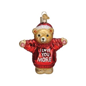 Old World Christmas Glass Blown Christmas Ornament, I Love You More Bear (With OWC Gift Box) - 1 of 4
