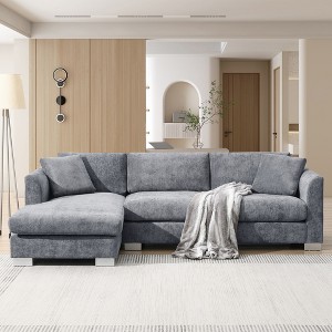 YOOCOZZ L-Shaped Chenille Sectional Sofa with Chaise Lounge and Wide Supporting Feet - 1 of 4