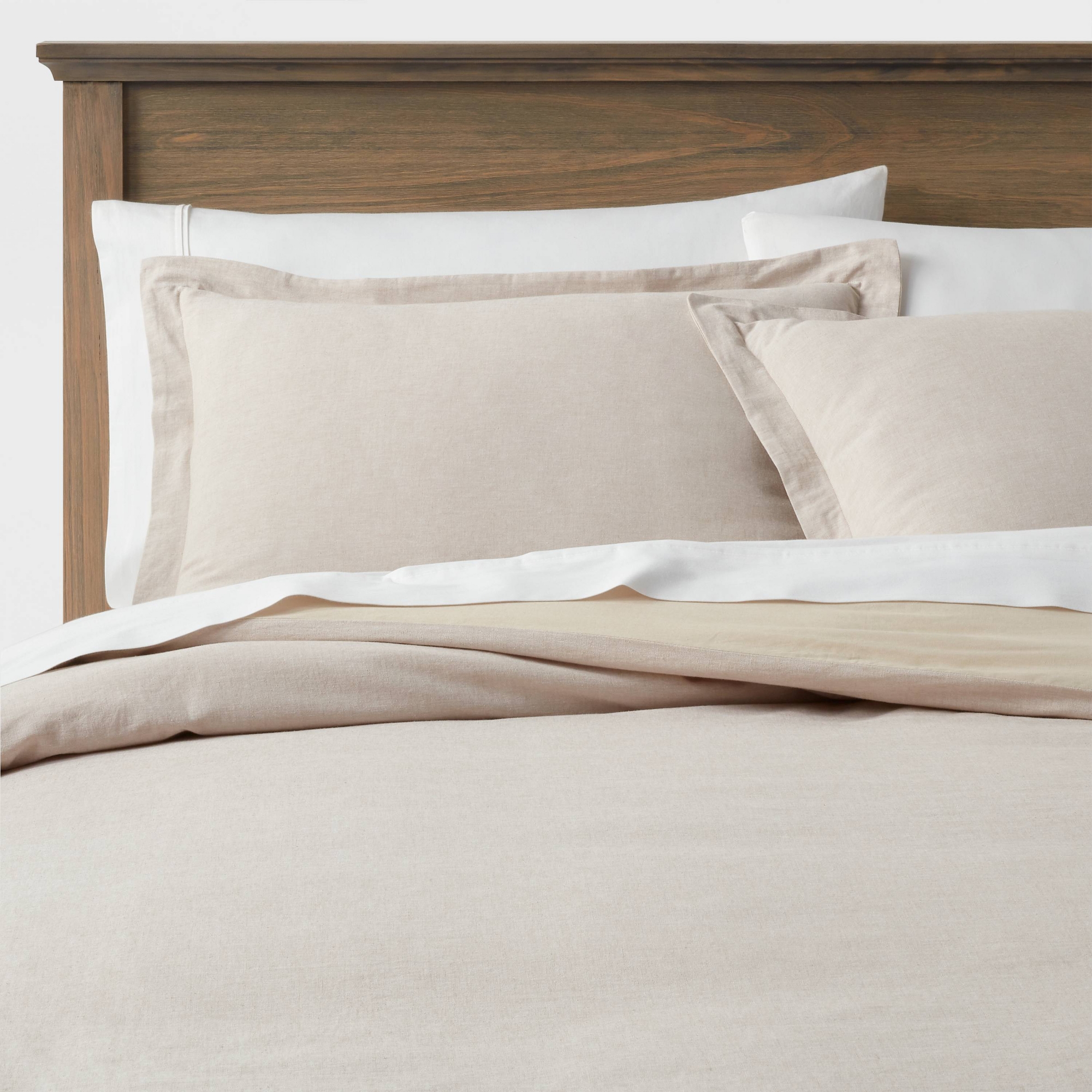 Full/Queen Cotton Linen Chambray Duvet Cover & Sham Set Khaki - Threshold™