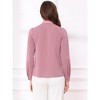 INSPIRE CHIC Women's Tie Neck Contrast Color Button Down Long Sleeves Shirt - 4 of 4