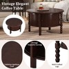 Okak Natural Farmhouse Coffee Table with Storage, 2-Tier Center Table Side Tables with Half Open Compartment for Living Room Bedroom - 4 of 4