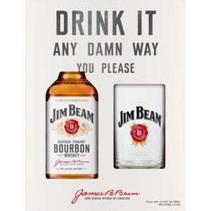 Jim Beam White Glassware Giftset - 750ml Bottle - 1 of 3