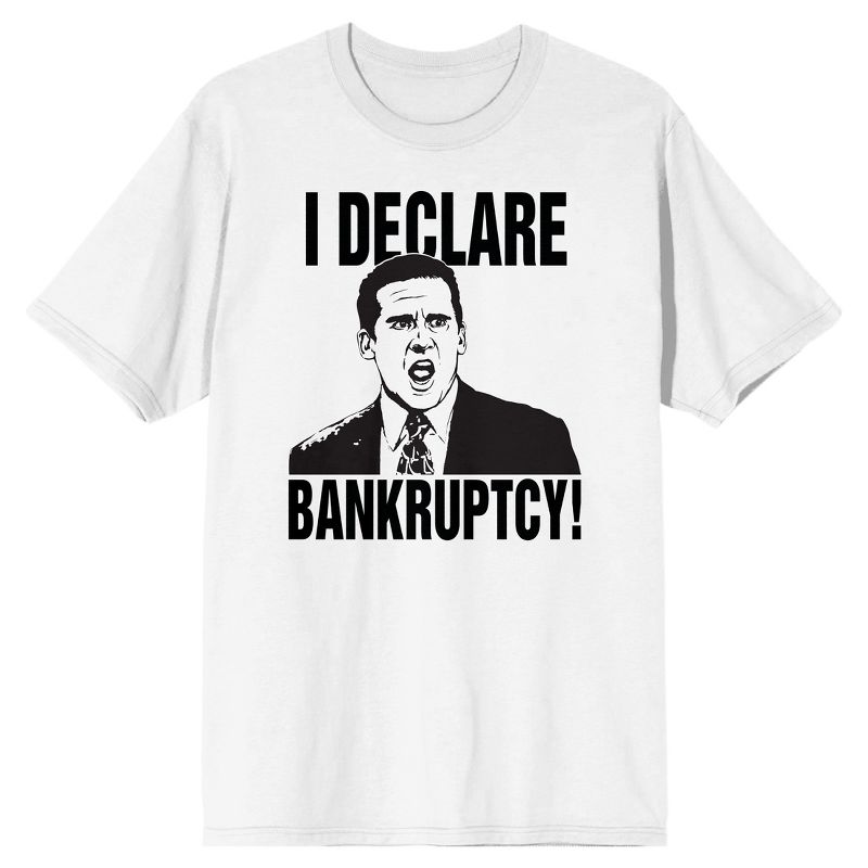 The Office I Declare Bankruptcy Men's White Short Sleeve Tee Shirt, 1 of 4