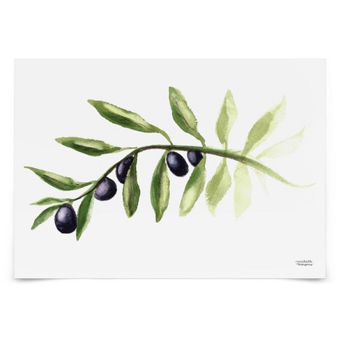 Americanflat Botanical 24x36 Poster - Olive Branch Watercolor Wall Art Room  Decor By Michelle Mospens : Target