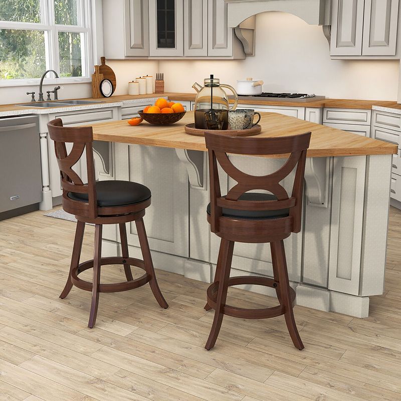 Tangkula 2pcs 24" Bar Stools 360° Swivel Counter Height w/ PVC Leather Cushioned Seat, 2 of 9